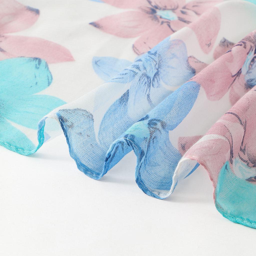 Wrap Silk Film Scarfs For Women Lightweight Fashion Scarves Sunscreen Neck Scarves For Women Print Floral Pattern Scarf Shawl