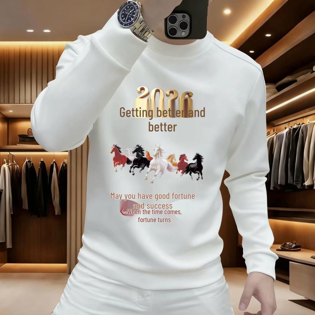 Zodiac Year Red Festive Unisex Round Neck Fleece Sweatshirt - Trendy New Year Pullover