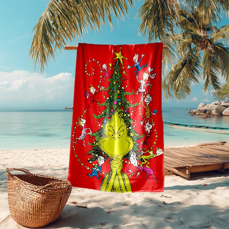 Grinch beach towel Outdoor camping Beach towel for vacation swim Outdoor pool Absorbent bath towel