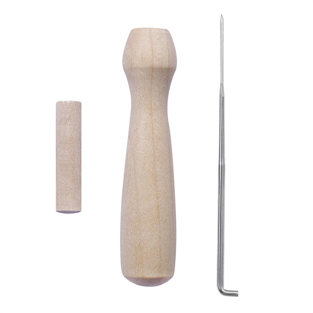 5 Pieces Wood Felting Handle Holder with Needles DIY Crafting Felt Needlework Tool Handicraft Accessory Professional