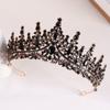 Barokk Retro Brudekrone Svart Krystall Prinsesse Bursdag Kronebrud Bryllup Hodeplagg Formell kjole Tilbehør