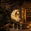 Weather Resistant Resin Ornament Solar Angel Moon Light, Christmas Hanging Lantern with Warm Glow, Garden Patio Yard Decoration Outdoor for