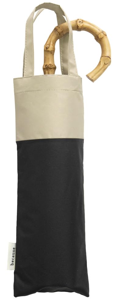 Because Folding Umbrella PU Two-Color Large Tote Bag, Mini, Black, B-093749