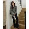 Chic Cutout Neck Colorblock Flare Sleeve Knit Sweater for Women