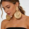 Pair of Oversized Geometric Spiral Texture Retro Metal Hoop Earrings for Ladies Party Attention-Grabbing Jewelry Accessory