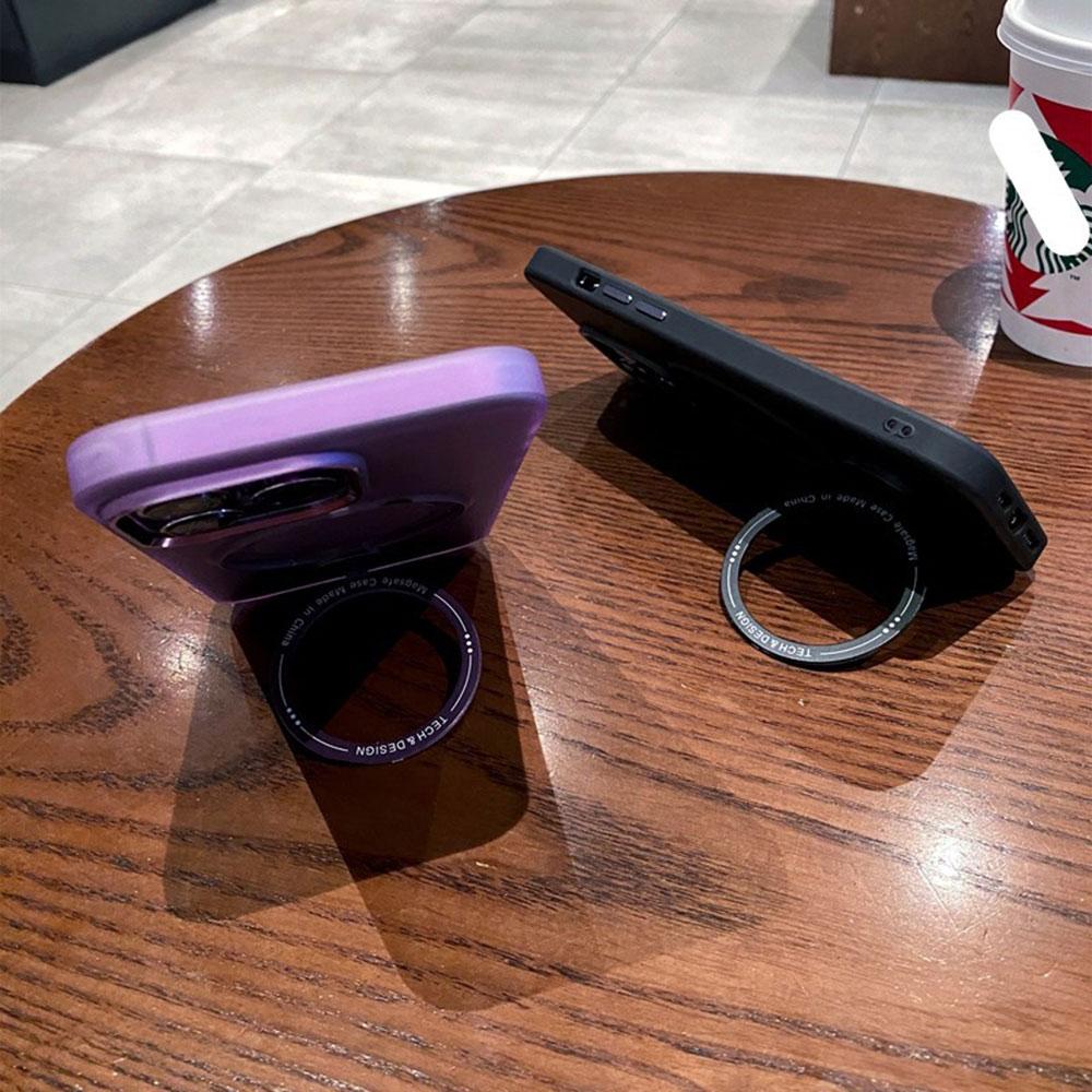 For iPhone 15 14 13 12 11 Pro Plus Max Case 360 Ring Stand Magnetic Magsafe Cover Matte Soft Clear Shell Antifall NonSlip Fundas