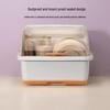 Large Kitchen Cabinet Storage Rack with Lid - Bowl, Plate, and Tableware Organizer with Drawer Drainer.