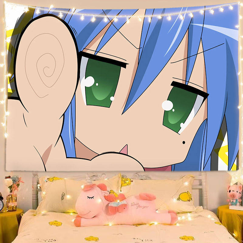 Lucky Star Anime Tapestry Wall Hanging for Bedroom Bedside Student Dorm Wall Decor