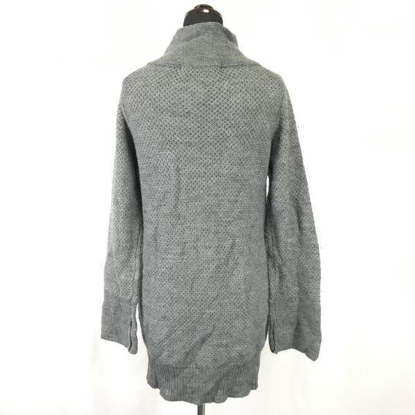 SPICK AND SPAN Knit Long Coat Women M Gray High Neck Cardigan Style(USED)