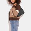 Coach Shoulder Bag Hobo 23 Letter Logo Logo Nameplate Strap Embroidered Cross Pattern Canvas with Leather Half Moon Crossbody Medium Women's Black