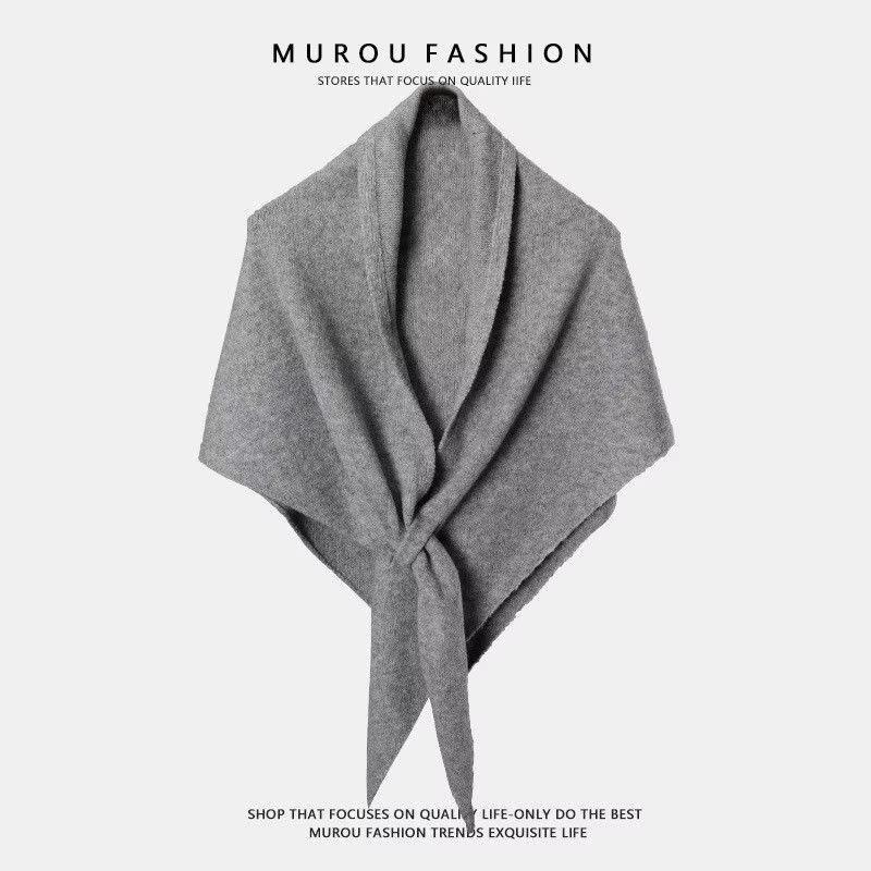 Écharpe Triangle Shawl en Laine Mélangée Style Coréen pour Femmes Épaisse Chaleureuse Enveloppement Cou Épaules Multi-usage Cadeau d'Hiver pour Dames grise