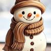 Artistic Snowman Figurine Charm Cute Acrylic Pendant, 2D Flat Car Rearview Mirror Hanging Holiday Pendant Decoration with Keychain Ring, Christmas