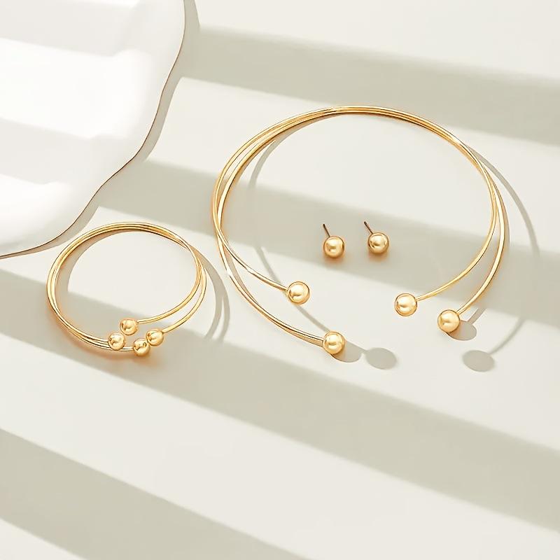 Set di gioielli orecchini a lobo bracciale con collare regolabile a palla personalizzato semplice gioielli design di nicchia stile freddo