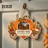Indoor Outdoor Holiday Sign Thanksgiving Front Door Hanging Sign, Pumpkin Turkey Pattern Hanger, Autumn Ornament Harvest Wall for Farmhouse Porch Home