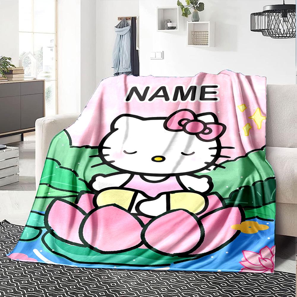 Customizable HelloKitty11 Throw Blanket – Personalized Name, All-Season Cozy Snug Blanket, Machine Washable, Personalized Blanket