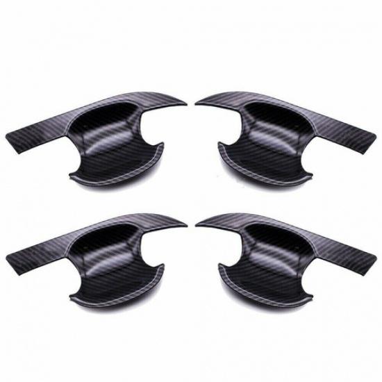 8PCS Carbon Fiber ABS Exterior Door Handle Bowl Cover For Toyota RAV4 2019-2020