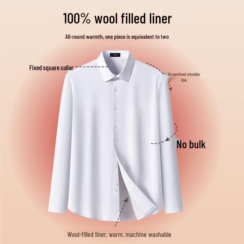 FIRS Men's 100% Wool-Lined Thermal Business Shirt