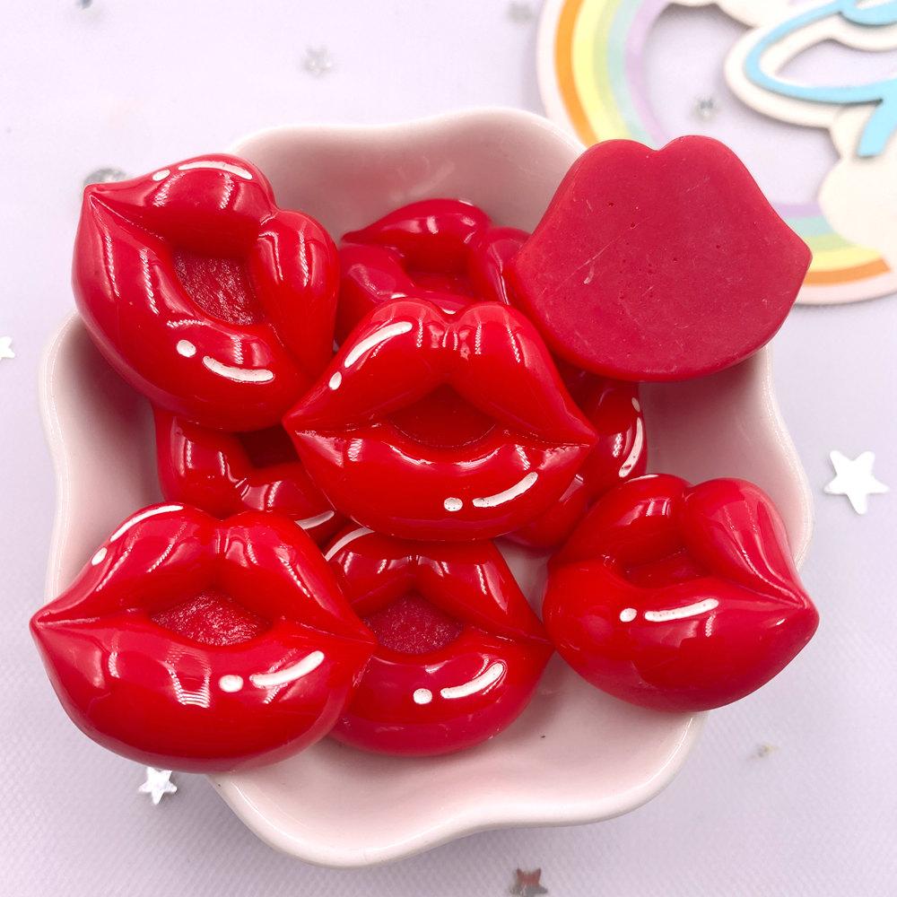 10PCS Resin Colorful Cute Red Candy Love Heart Donut Flat Back Stone Cartoon Scrapbook Figurine DIY Bow Decor Accessories Crafts