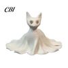 Ghost Skirt Cat Sculpture 3D Printed Statues, Halloween Haunted Kitten Figurines with Hollow Eyes Durable Statue & Flowing Drapes, Matte White Spooky