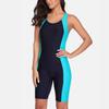 CHARMLEAKS Maiô esportivo feminino de uma peça, roupa de banho esportiva profissional, Boyleg, roupa de praia, colorblock