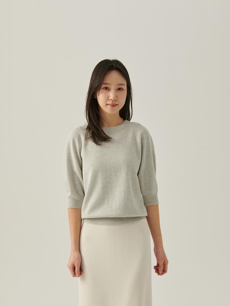 Beiseuseuledeu Shell Half Sleeve Top - Light Gray
