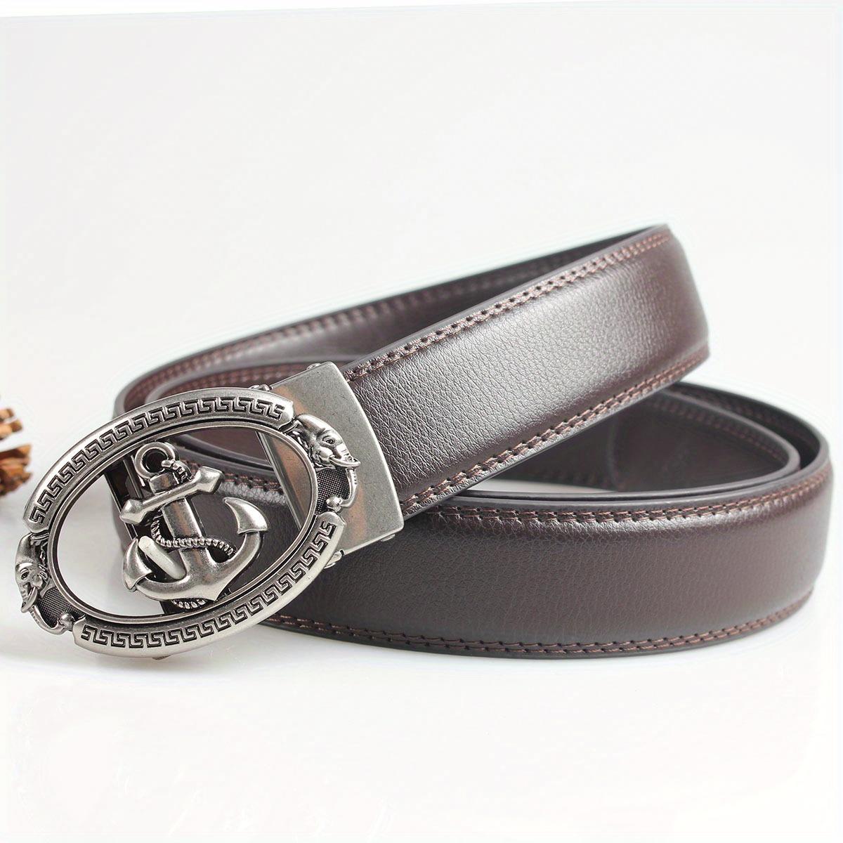 

High Quality Automatic Alloy Anchor Designer Buckle Belt for Men Black Red White Brown Color 130cm коричневий