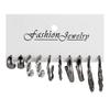 XP17 Women's Retro Geometric Butterfly Pearl Hoop Earrings Set
