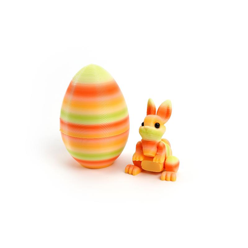 3D Printed Rabbit Eggs Ornament Animal Model Easter Rabbit Home Desktop Ornament Happy Easter Gift For Kids