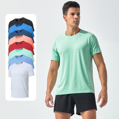 Men's Summer Casual Running and Fitness T-Shirt Quick-Dry Solid Colour Short-Sleeved T-Shirt Breathable Loose-Fit T-Shirt Men's Quick-Dry Top