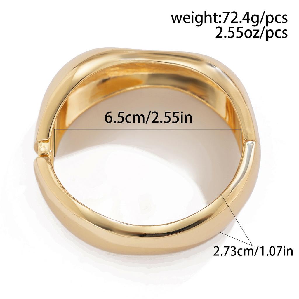 Exaggerated Heavy Industry Design Sense Metal Smooth Bracelet, Geometric Personality Wide Bracelet Braclet