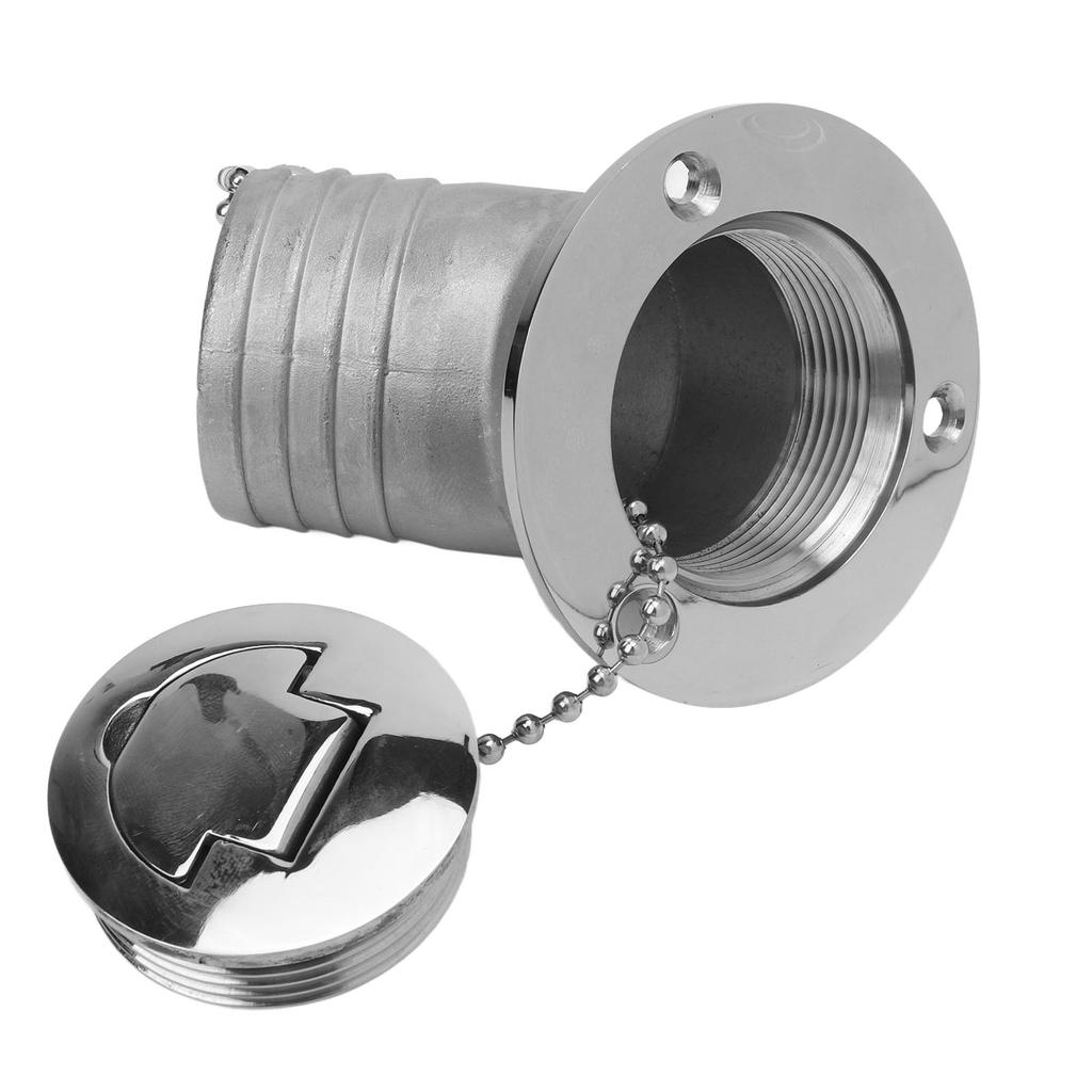 Angled Boat Deck Fill Cap 316 Stainless Steel Marine Deck Water Fuel Fill Cap for Yacht Fishing Boat Speedboat RV 2inch
