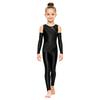 Girls Sparkly Rhinestone Dance Bodysuit Sleeveless U Back Mesh Overlay Ruched with Detachable Arm Sleeves for Gymnastics Competition