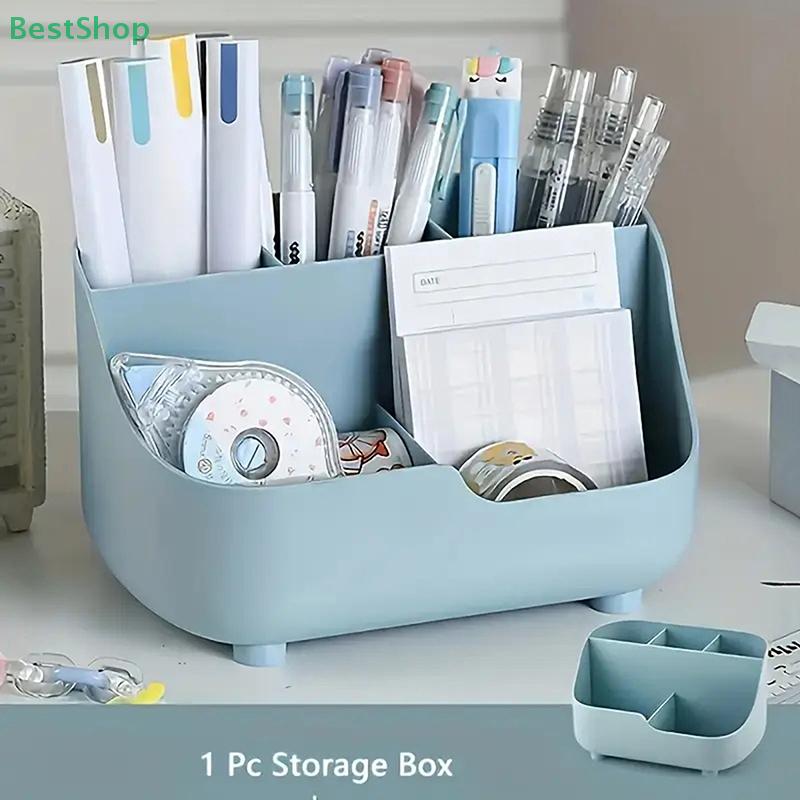 5-grid Large Capacity Pen Holder Multifunctional Makeup Brush Holder High Quality Plastic Desktop Organizer Storage Bucket