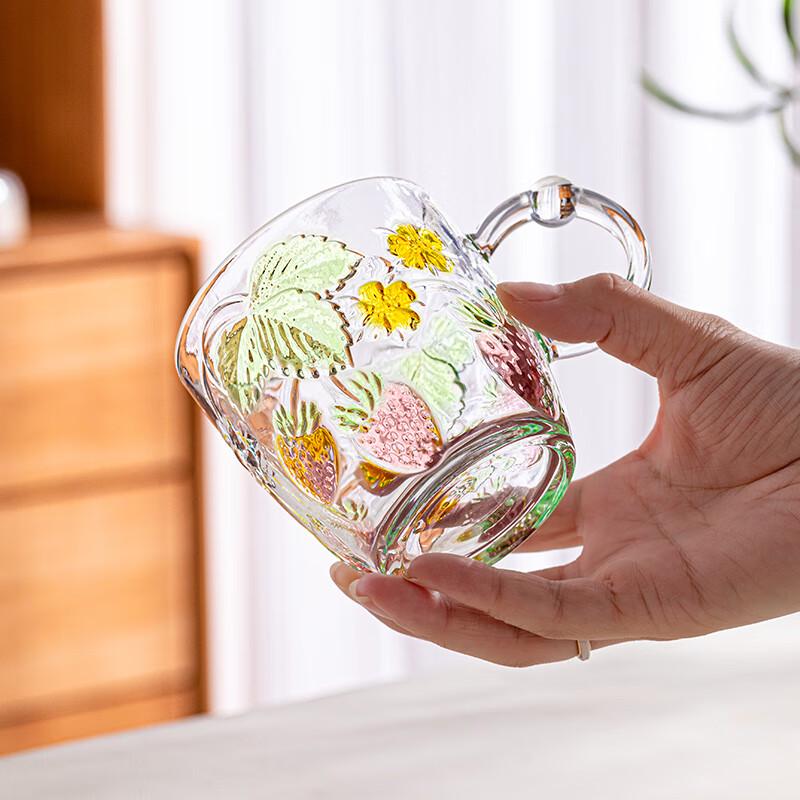 Creative Strawberry Embossed Glass Mug