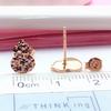 Exquisite Russian 585 Purple Gold Crushed Ice Gourd Stud Earrings Fashionable Shiny Rose Gold Plated Small Stud Earrings Women