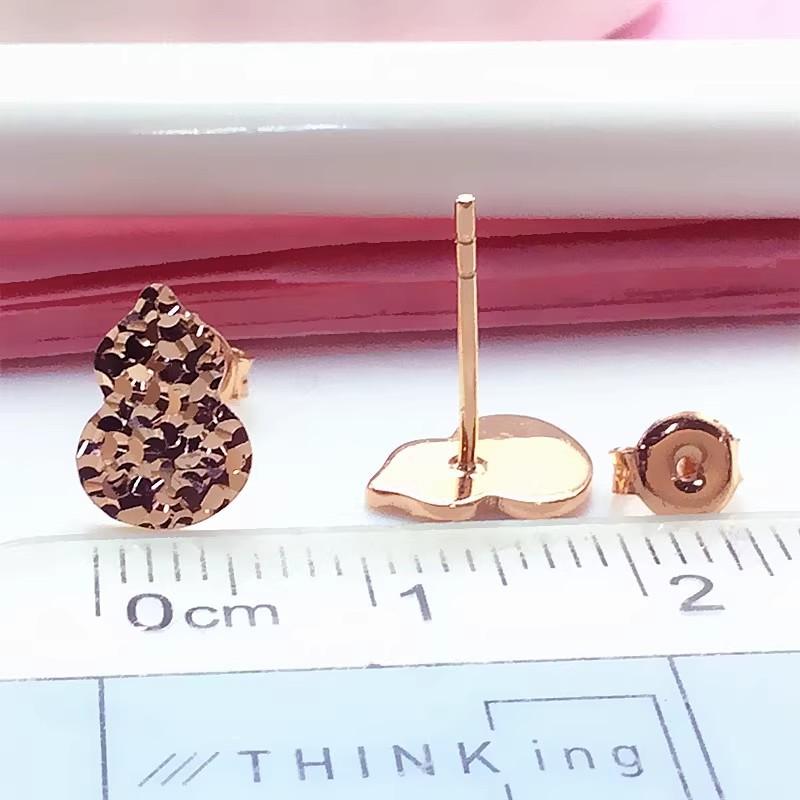 Exquisite Russian 585 Purple Gold Crushed Ice Gourd Stud Earrings Fashionable Shiny Rose Gold Plated Small Stud Earrings Women