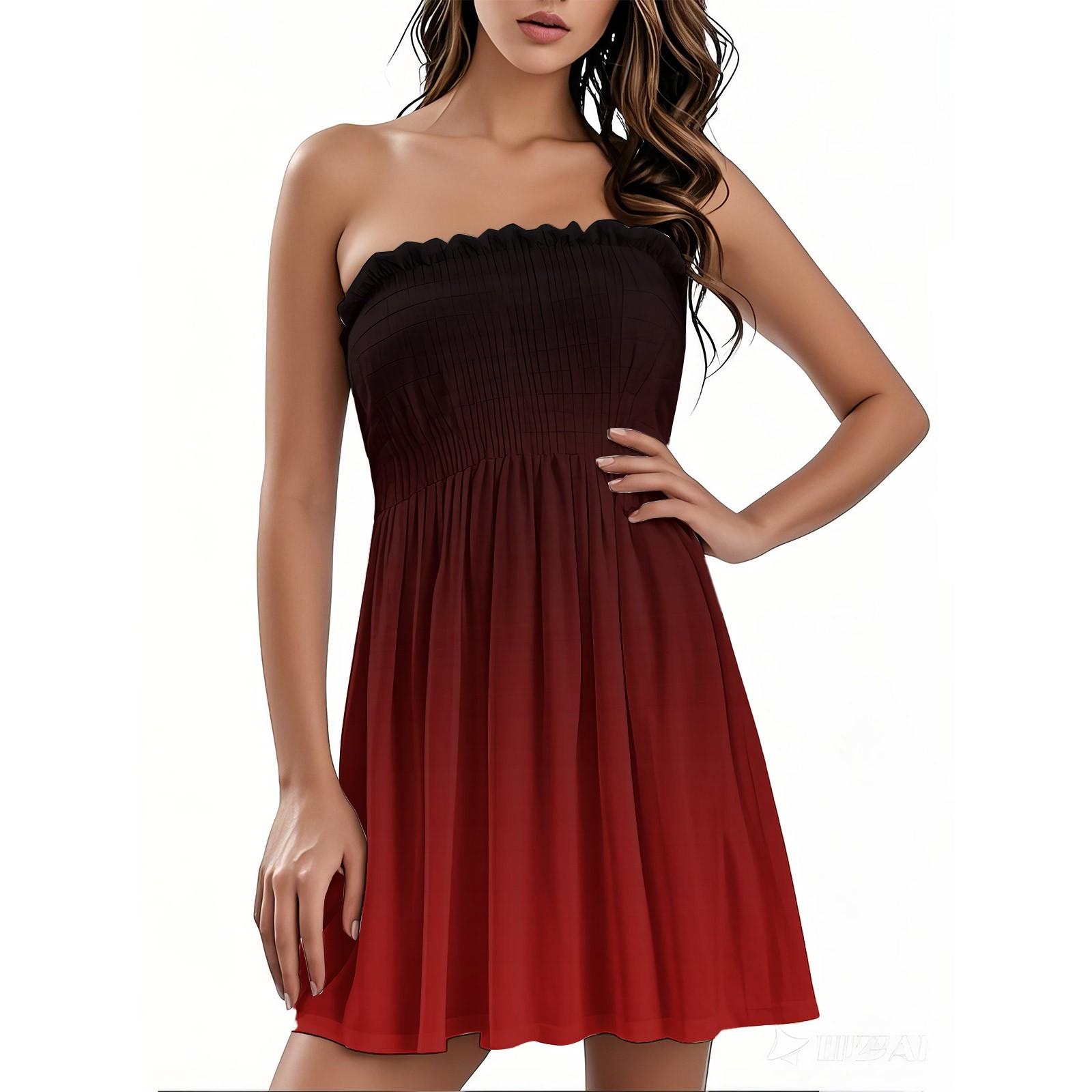 

Модное женское повседневное платье-бандо с цветочным принтом без рукавов L