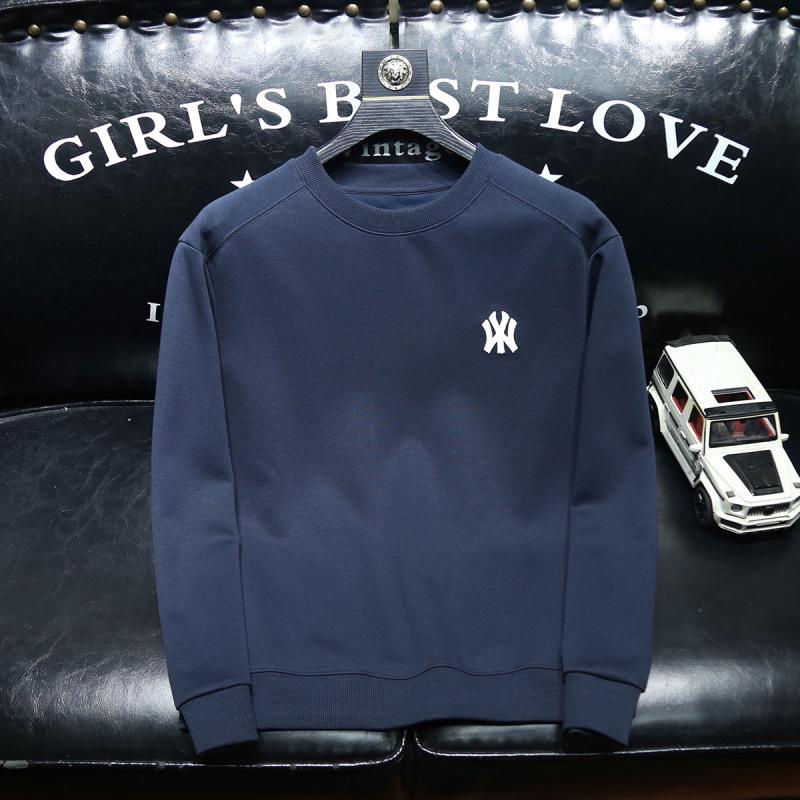 Europeisk Stil Broderad Smal Passform Långärmad Tröja för Herrar