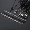 3Pcs Set Men'S Stainless Steel Metal Cross Pendant Chain Necklace Bracelet Ring Jewelry Set Male Hip Hop Daily Wear Accessories