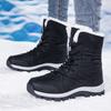 New winter snow boots women's medium tube warm and piled thickened outdoor ski cotton shoes large size