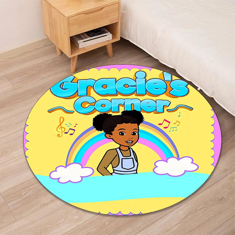 Gracie's Corner Printed Round Rug Carpet Chair Rug Area Rug Entryway Doormats,for Office Chair Living Room Bedroom Kitchen Room.