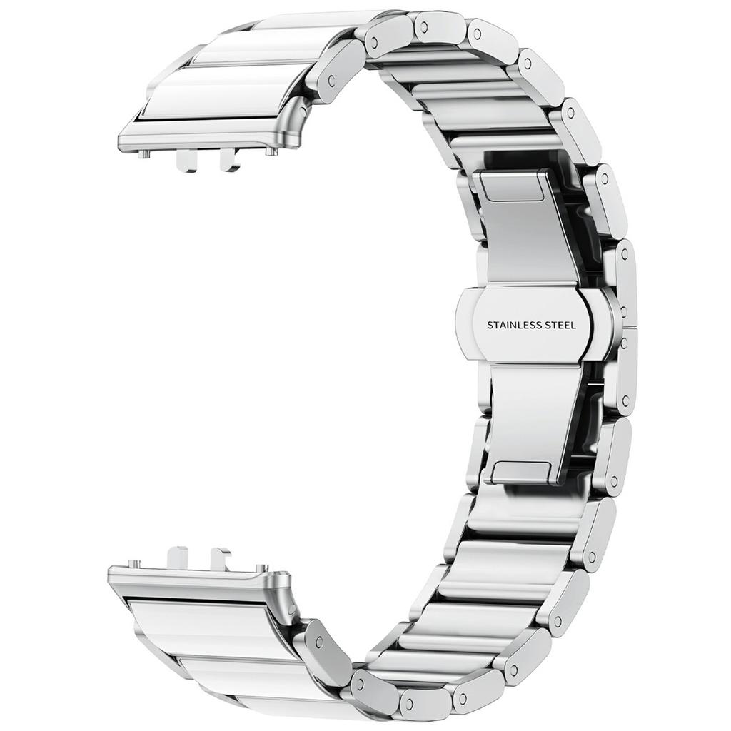 For Samsung Galaxy Fit3 Watch Band Stainless Steel Ceramic-Like Finish Wrist Strap