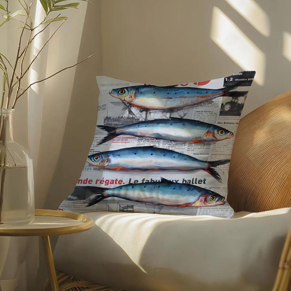 Colorful Sardine Lobster Pillow Case Pattern Printed Pillowcase for Living Room Sofa Cushion Cover  Bedroom Decor