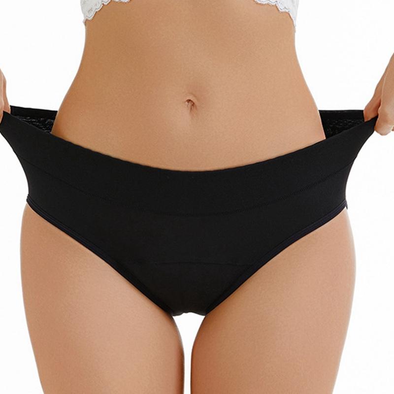 Women's Mid-waist Solid Color Menstrual Briefs Leak-proof Period Pants Breathable Absorbent Crotch Sanitary Panties