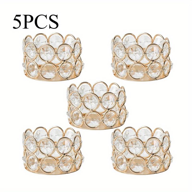 Crystal Tealight Candle Holders with Diamond Cylinder Design Finish for Wedding Centerpieces Table Decor Fireplace Candelabra