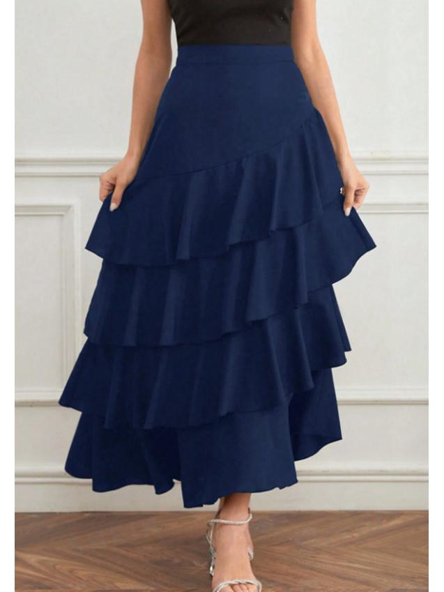 Europäisch-Amerikanischer Frühling/Sommer High-Waist Unregelmäßiger Midi Maxi Rock