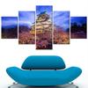 Osaka Castle Park Evening Scene 5 Panel Modern Canvas Wall Art Set - Living Room Decorative Picture Splitter for Home Decoration