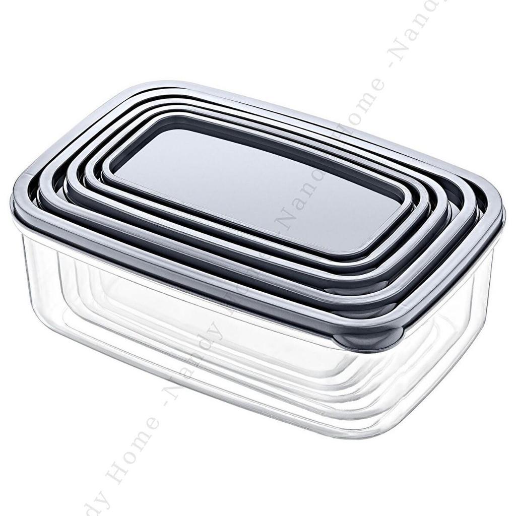 Set of 5 Embox Rectangular Provisions, Food Storage Container Anthracite