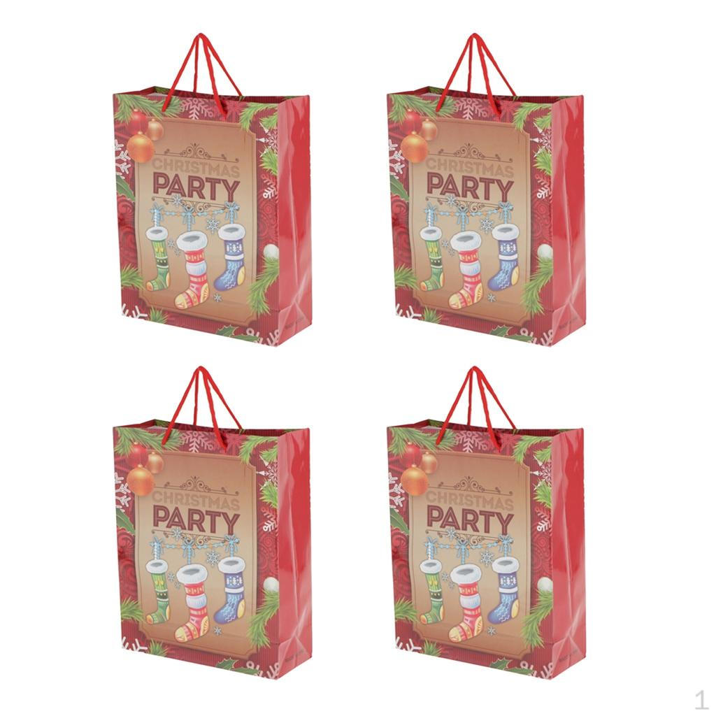 

4 Pieces Christmas Paper Hand Bags Cartoon Gifts socks