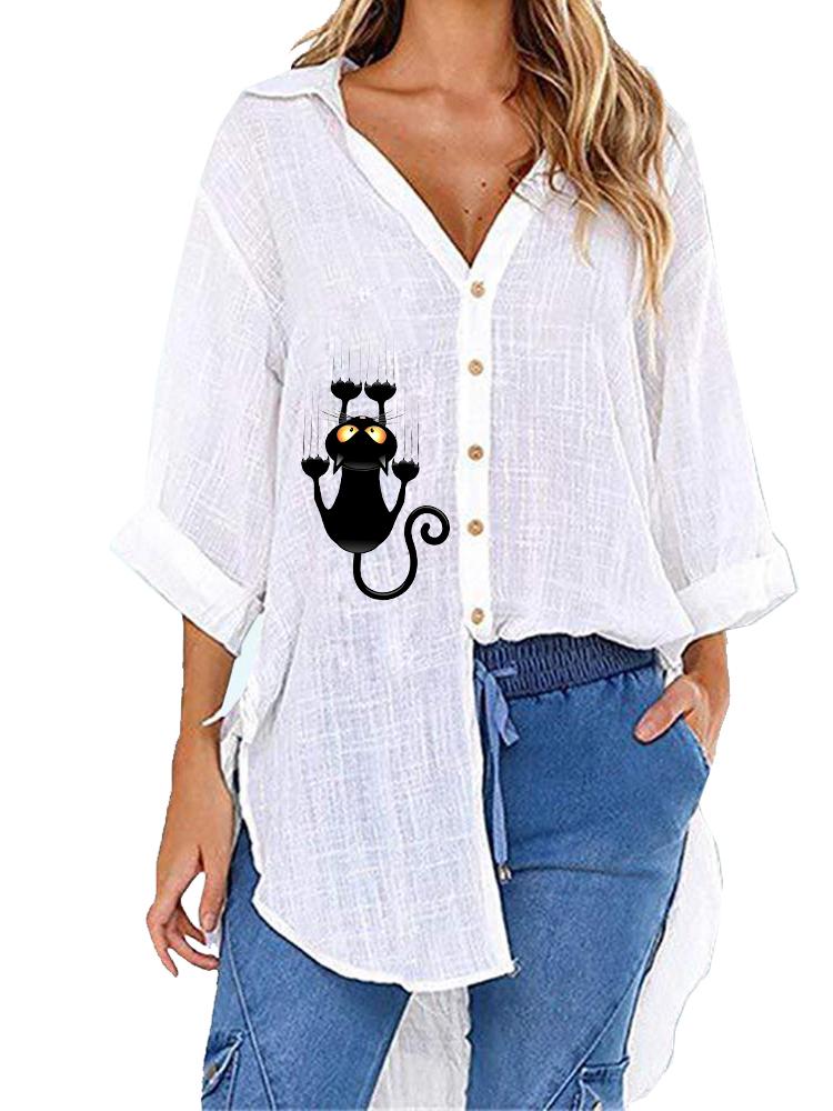 Women Casual V Neck Half Sleeve Blouse Spring&summer Fashion Loose Printed T-shirt S
